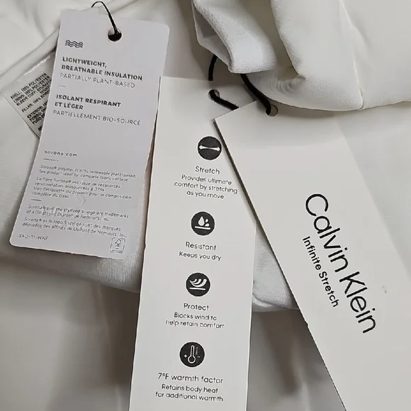 Calvin Klein White Puffer Coat Jacket with Hood - Picture 15 of 16